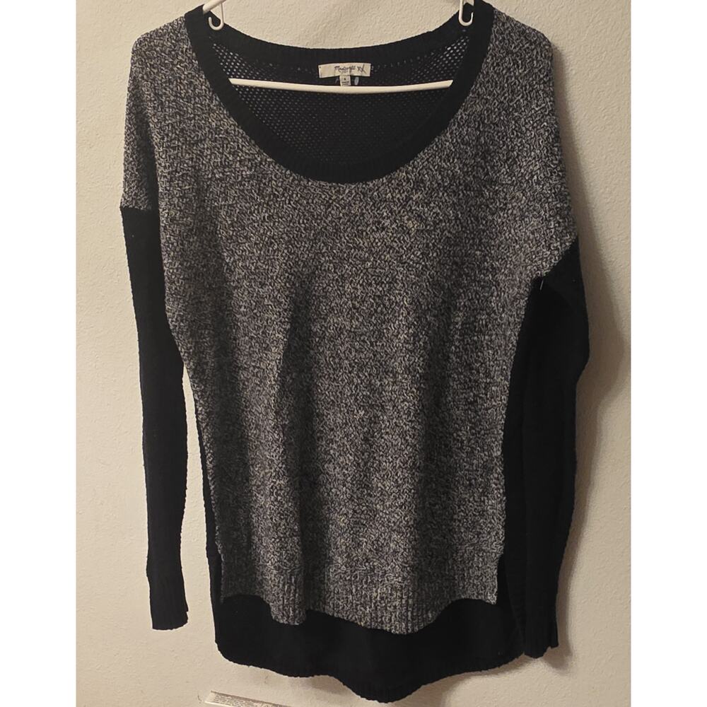 Madewell Grey Black Knit High Low Slouchy Sweater Women’s Small